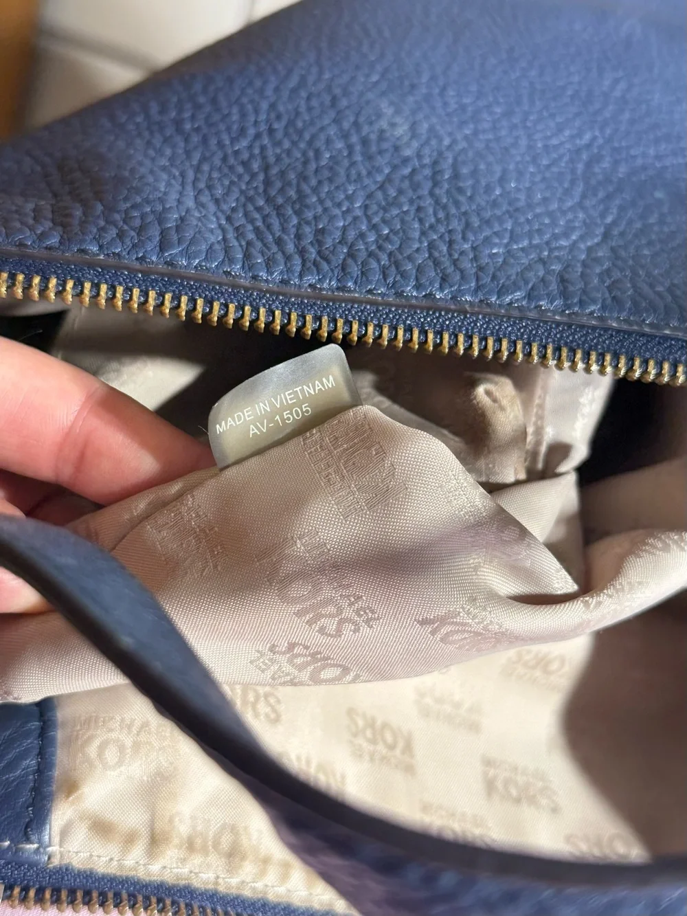 Michael Kors Navy Pebbled Leather Hobo with Tassel